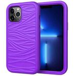 For iPhone 13 Pro Wave Pattern 3 in 1 Silicone + PC Shockproof Protective Case (Purple)