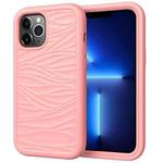 For iPhone 13 Pro Max Wave Pattern 3 in 1 Silicone + PC Shockproof Protective Case (Rose Gold)