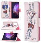 For vivo V21 Colored Drawing Pattern Horizontal Flip Leather Case with Holder & Card Slots & Wallet(Giraffe)