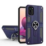 For Xiaomi Redmi Note 10 4G Carbon Fiber Pattern PC + TPU Protective Case with Ring Holder(Sapphire Blue)