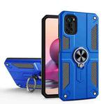 For Xiaomi Redmi Note 10 4G Carbon Fiber Pattern PC + TPU Protective Case with Ring Holder(Dark Blue)