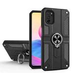 For Xiaomi Redmi Note 10 5G Carbon Fiber Pattern PC + TPU Protective Case with Ring Holder(Black)