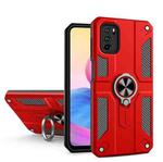 For Xiaomi Redmi Note 10 5G Carbon Fiber Pattern PC + TPU Protective Case with Ring Holder(Red)