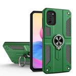 For Xiaomi Redmi Note 10 5G Carbon Fiber Pattern PC + TPU Protective Case with Ring Holder(Dark Green)