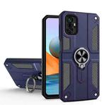 For Xiaomi Redmi Note 10 Pro Carbon Fiber Pattern PC + TPU Protective Case with Ring Holder(Sapphire Blue)