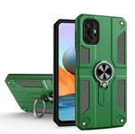 For Xiaomi Redmi Note 10 Pro Max Carbon Fiber Pattern PC + TPU Protective Case with Ring Holder(Dark Green)