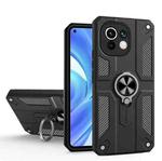 For Xiaomi Mi 11 Lite Carbon Fiber Pattern PC + TPU Protective Case with Ring Holder(Black)