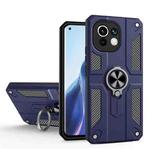 For Xiaomi Mi 11 Carbon Fiber Pattern PC + TPU Protective Case with Ring Holder(Sapphire Blue)