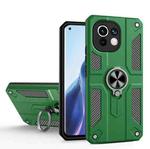 For Xiaomi Mi 11 Carbon Fiber Pattern PC + TPU Protective Case with Ring Holder(Dark Green)