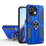 For Xiaomi Mi 11 Carbon Fiber Pattern PC + TPU Protective Case with Ring Holder(Dark Blue)