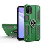 For Xiaomi Poco M3 / Redmi 9 Power Carbon Fiber Pattern PC + TPU Protective Case with Ring Holder(Dark Green)