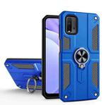 For Xiaomi Poco M3 / Redmi 9 Power Carbon Fiber Pattern PC + TPU Protective Case with Ring Holder(Dark Blue)