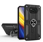 For Xiaomi Poco X3 Carbon Fiber Pattern PC + TPU Protective Case with Ring Holder(Black)