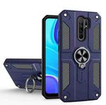 For Xiaomi Redmi 9 Carbon Fiber Pattern PC + TPU Protective Case with Ring Holder(Sapphire Blue)