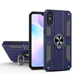 For Xiaomi Redmi 9A Carbon Fiber Pattern PC + TPU Protective Case with Ring Holder(Sapphire Blue)