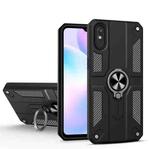 For Xiaomi Redmi 9A Carbon Fiber Pattern PC + TPU Protective Case with Ring Holder(Black)
