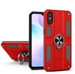 For Xiaomi Redmi 9A Carbon Fiber Pattern PC + TPU Protective Case with Ring Holder(Red)