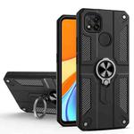 For Xiaomi Redmi 9C Carbon Fiber Pattern PC + TPU Protective Case with Ring Holder(Black)