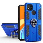 For Xiaomi Redmi 9C Carbon Fiber Pattern PC + TPU Protective Case with Ring Holder(Dark Blue)