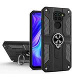 For Xiaomi Redmi Note 9 Carbon Fiber Pattern PC + TPU Protective Case with Ring Holder(Black)