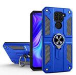 For Xiaomi Redmi Note 9 Carbon Fiber Pattern PC + TPU Protective Case with Ring Holder(Dark Blue)