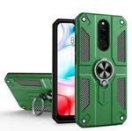 For Xiaomi Redmi 8 Carbon Fiber Pattern PC + TPU Protective Case with Ring Holder(Dark Green)