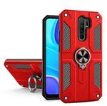 For Xiaomi Redmi Note 8 Pro Carbon Fiber Pattern PC + TPU Protective Case with Ring Holder(Red)