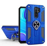 For Xiaomi Redmi Note 8 Pro Carbon Fiber Pattern PC + TPU Protective Case with Ring Holder(Dark Blue)