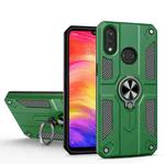 For Xiaomi Redmi Note 7 / Note 7 Pro Carbon Fiber Pattern PC + TPU Protective Case with Ring Holder(Dark Green)