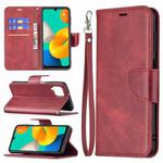For Samsung Galaxy M32 Retro Lambskin Texture Pure Color Horizontal Flip PU Leather Case with Holder & Card Slots & Wallet & Lanyard(Red)