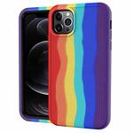 For iPhone 13 Rainbow Silicone +PC Shockproof Skid-proof Dust-proof Case(Rainbow Red)