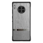 For Huawei Mate 30 Pro Shang Rui Wood Grain Skin PU + TPU Shockproof Case(Grey)