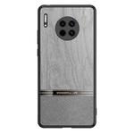 For Huawei Mate 30 Shang Rui Wood Grain Skin PU + TPU Shockproof Case(Grey)