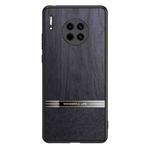 For Huawei Mate 30 Shang Rui Wood Grain Skin PU + TPU Shockproof Case(Black)