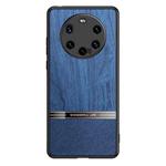 For Huawei Mate 40 Shang Rui Wood Grain Skin PU + TPU Shockproof Case(Blue)