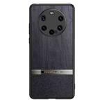 For Huawei Mate 40 Shang Rui Wood Grain Skin PU + TPU Shockproof Case(Black)