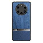 For Huawei Mate 40 Pro+ Shang Rui Wood Grain Skin PU + TPU Shockproof Case(Blue)