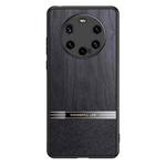 For Huawei Mate 40 Pro+ Shang Rui Wood Grain Skin PU + TPU Shockproof Case(Black)