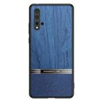 For Huawei nova 5 Shang Rui Wood Grain Skin PU + TPU Shockproof Case(Blue)