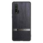 For Huawei nova 6 Shang Rui Wood Grain Skin PU + TPU Shockproof Case(Black)
