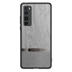 For Huawei nova 7 Pro 5G Shang Rui Wood Grain Skin PU + TPU Shockproof Case(Grey)