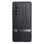 For Huawei nova 7 Pro 5G Shang Rui Wood Grain Skin PU + TPU Shockproof Case(Black)