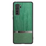 For Huawei nova 7 SE Shang Rui Wood Grain Skin PU + TPU Shockproof Case(Green)