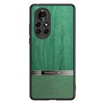 For Huawei nova 8 Pro 5G Shang Rui Wood Grain Skin PU + TPU Shockproof Case(Green)