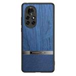 For Huawei nova 8 Pro 5G Shang Rui Wood Grain Skin PU + TPU Shockproof Case(Blue)