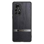 For Huawei nova 8 Pro 5G Shang Rui Wood Grain Skin PU + TPU Shockproof Case(Black)