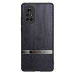 For Huawei nova 8 5G Shang Rui Wood Grain Skin PU + TPU Shockproof Case(Black)