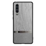 For Huawei P30 Shang Rui Wood Grain Skin PU + TPU Shockproof Case(Grey)