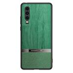 For Huawei P30 Shang Rui Wood Grain Skin PU + TPU Shockproof Case(Green)