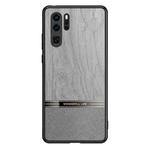 For Huawei P30 Pro Shang Rui Wood Grain Skin PU + TPU Shockproof Case(Grey)